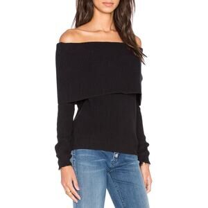 Lovers + Friends Revolve Vylette Sweater Large Black Off The Shoulder Knit